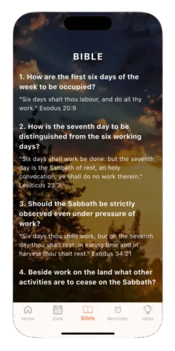 The Bible screen in The Sabbath App