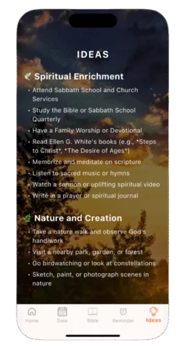 The Ideas screen in The Sabbath App